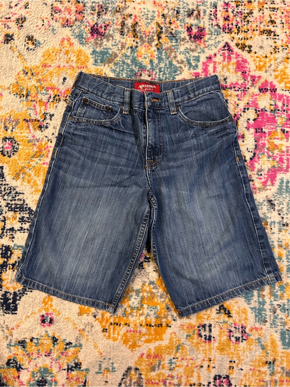 Arizona Jean Company Distressed Mid-Blue Denim Shorts